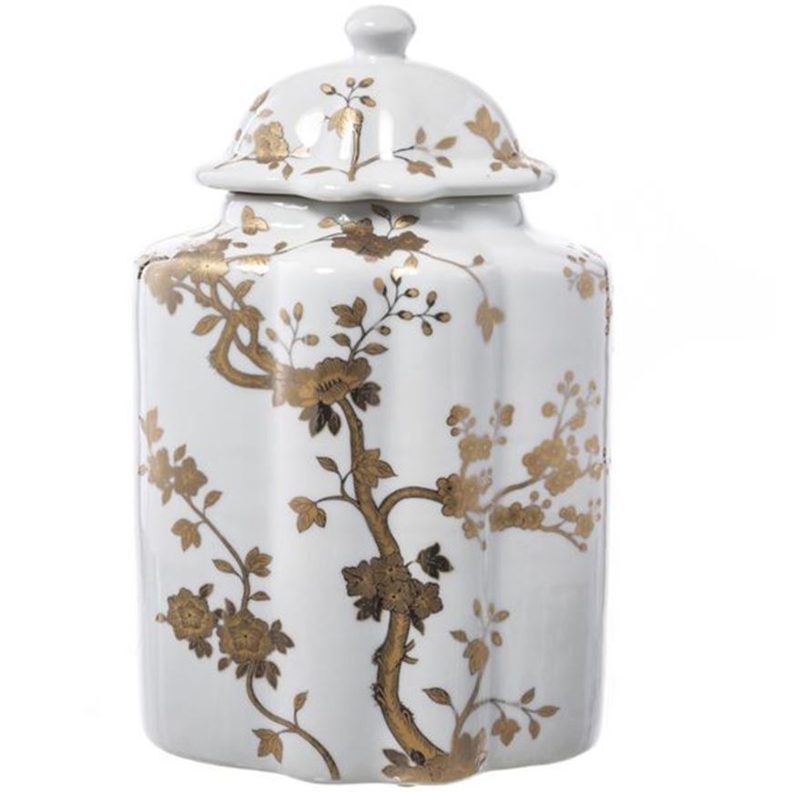 WILDA jar with lid h33cm white/gold