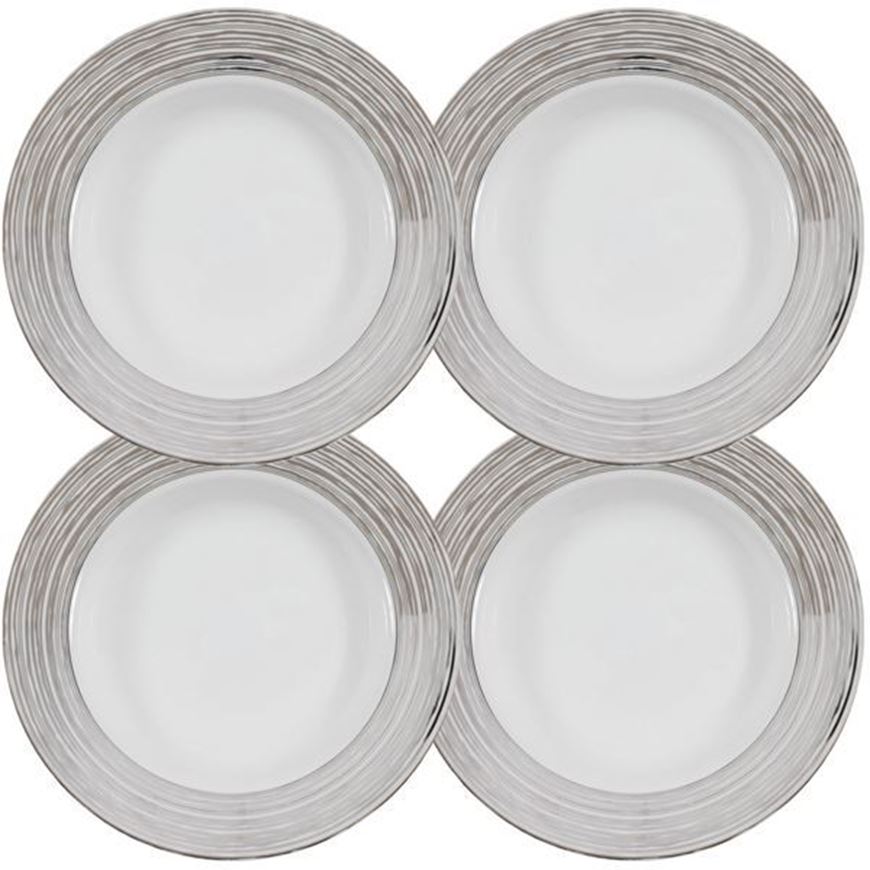 LINES soup plate d23cm set of 4 white/silver