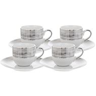 LINES espresso cup and saucer set of 4 white/silver