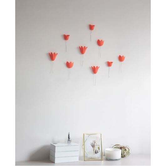 Picture of BLOOMER wall decoration set of 9 orange