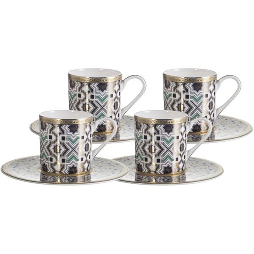 Picture of KENRIC espresso cup and saucer set of 4 blue/gold