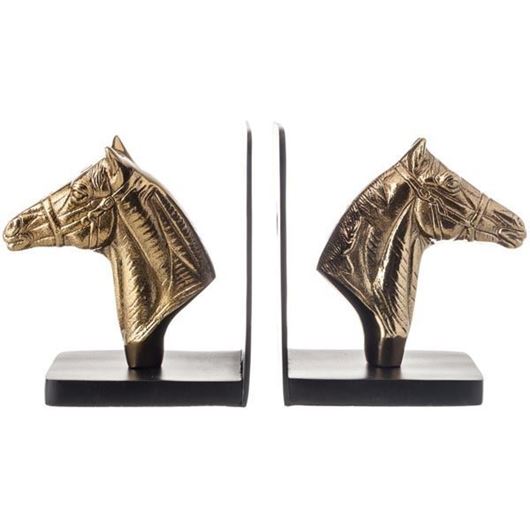 HORSE bookends h18cm set of 2 brass/black