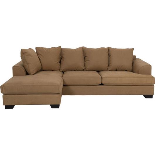 KINGSTON sofa 2.5 + chaise lounge Left microfibre light brown