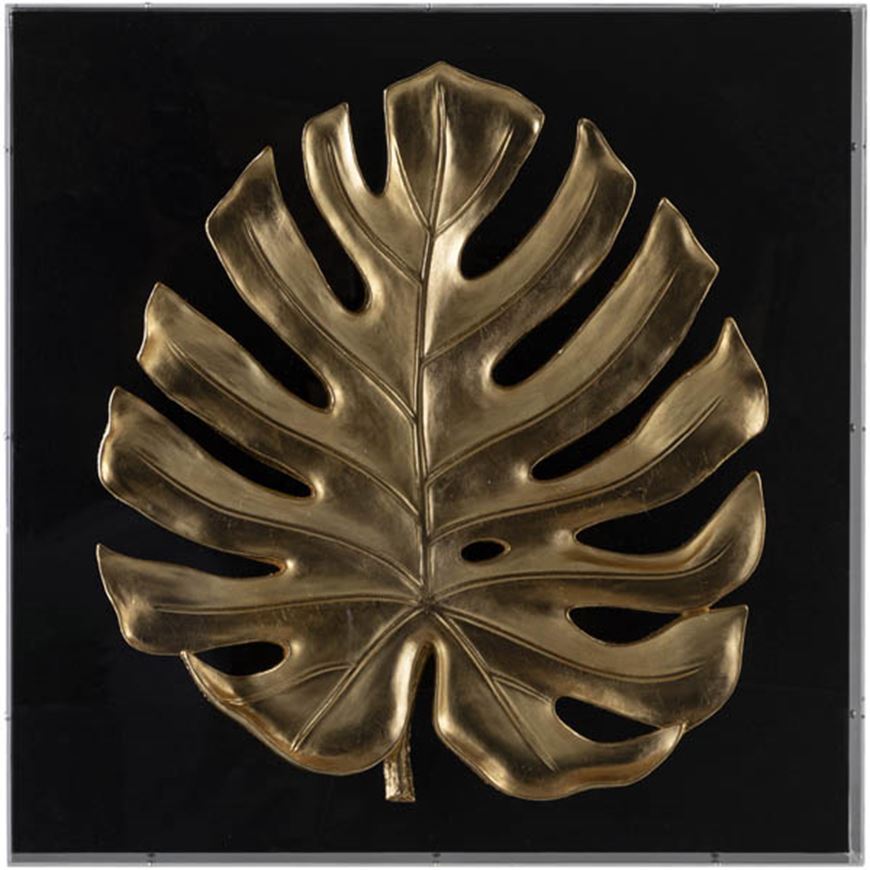 Picture of LEAF wall decoration 60x60 gold/black