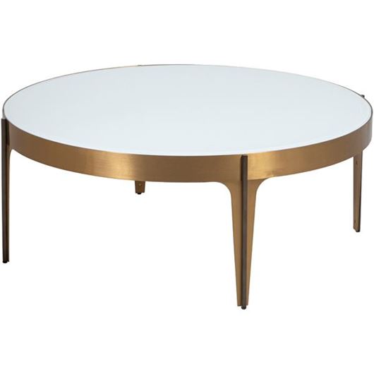 BABYLON coffee table d90cm white/brass